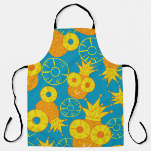 Delantal Pineapple and pineapple rings. Seamless doodle pat