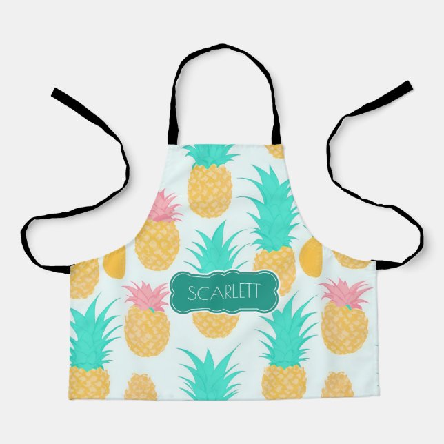 Delantal Pineapple Pastel Coloroso Patrón Personalizado (Anverso)