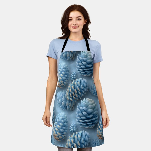 Delantal Pineconas azules escarchadas (Gastado)