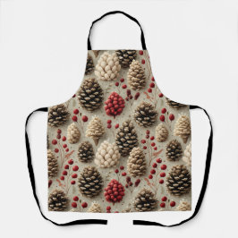 Delantal Pineconas de invierno y Berries rojas