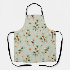 Delantal Pinecones de invierno y ramas de nieve