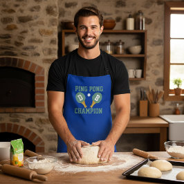 Delantal Ping Pong Campeón Mesa de Tenis Jugador Apron Azul