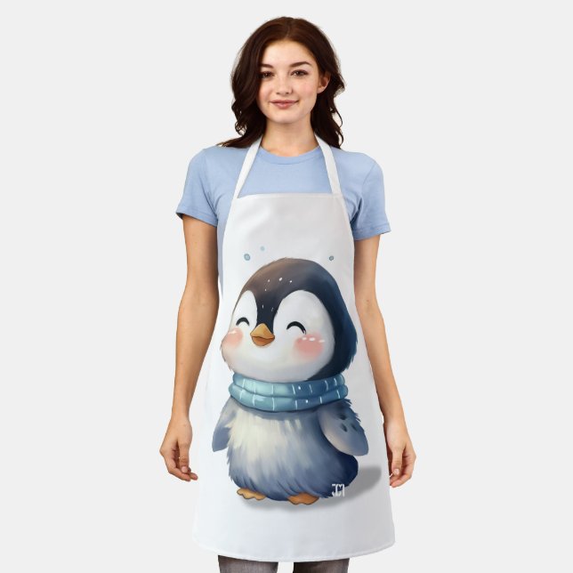 Delantal Pingüino acogedor - Arte digital lindo (Gastado)
