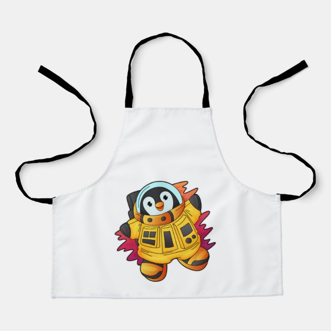 Delantal Pingüino como astronauta en traje (Anverso)