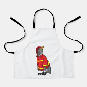 Delantal Pingüino como bombero con casco
