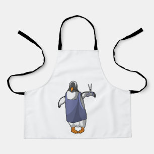 Delantal Pingüino como peluquero con tijeras
