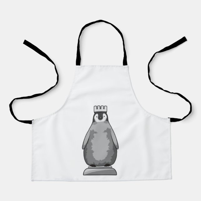 Delantal Pingüino como pieza de ajedrez Rey (Anverso)