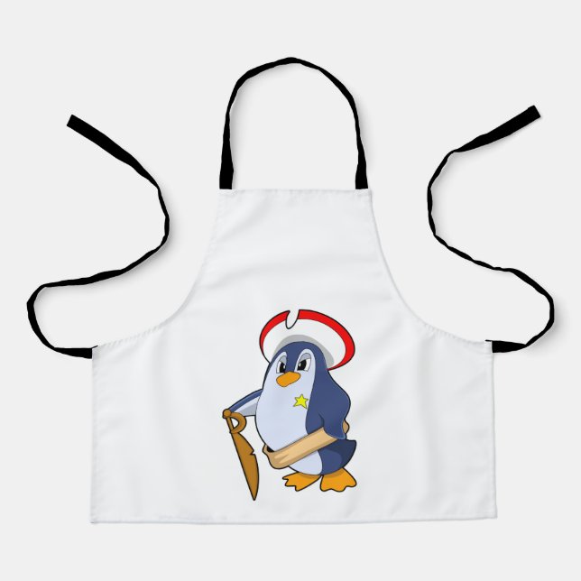 Delantal Pingüino como pirata con Gorra (Anverso)