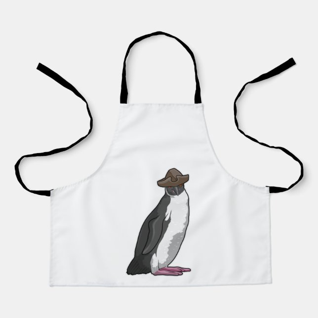 Delantal Pingüino como pirata con Gorra (Anverso)