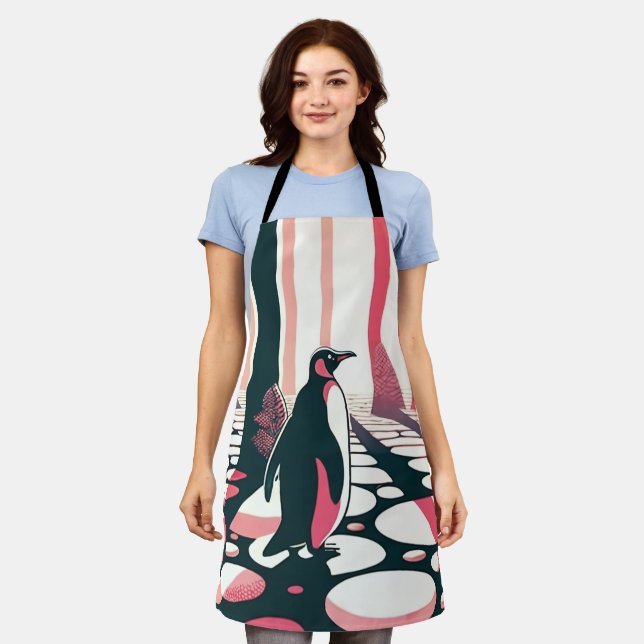 Delantal Pingüino En Místico Mágico Oscuro Del Salmón Rosa (Gastado)