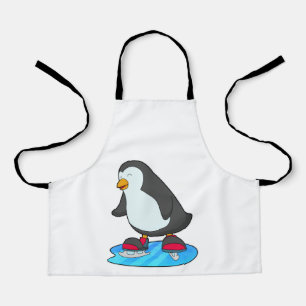 Delantal Pingüino en patinaje sobre hielo con patines de hi