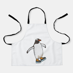 Delantal Pingüino en patinaje sobre hielo con patines de hi