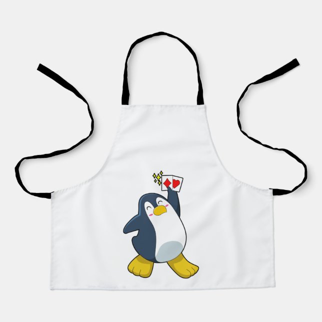 Delantal Pingüino en Poker con tarjetas de póker (Anverso)