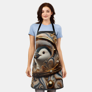 Delantal Pingüino en traje de arte cósmico"