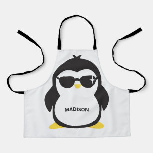Delantal Pingüino fresco de nombre personalizado
