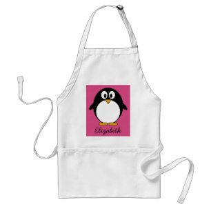 Delantal pingüino lindo del dibujo animado con el fondo