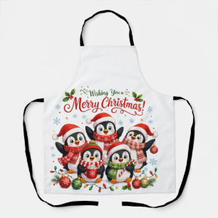 Delantal Pingüinos Kawaii de Navidad