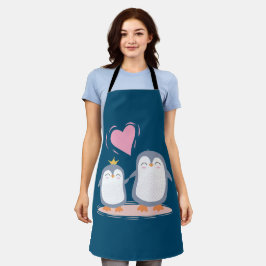 Delantal pingüinos lindos enamorados