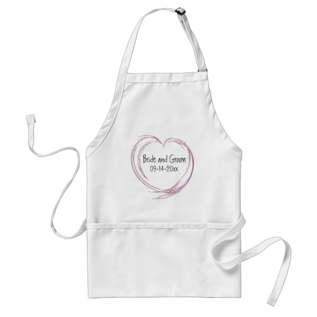 Delantal Pink Abstract Heart Wedding (Frente)