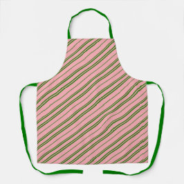 Delantal Pink and Green Candy Cane Stripes 