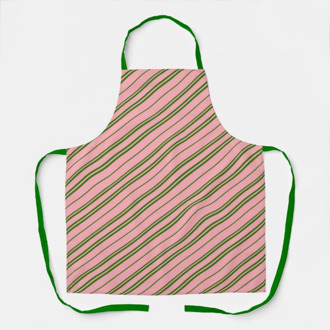 Delantal Pink and Green Candy Cane Stripes  (Anverso)