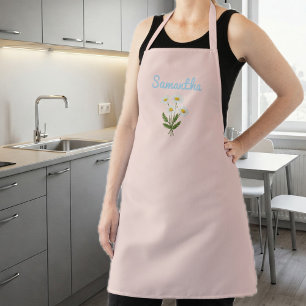 Delantal pink Apron for Women with Daisies