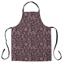 Pink black batik boho style floral paisley pattern