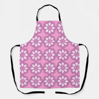 Delantal Pink Blossom Retro Tile Pattern