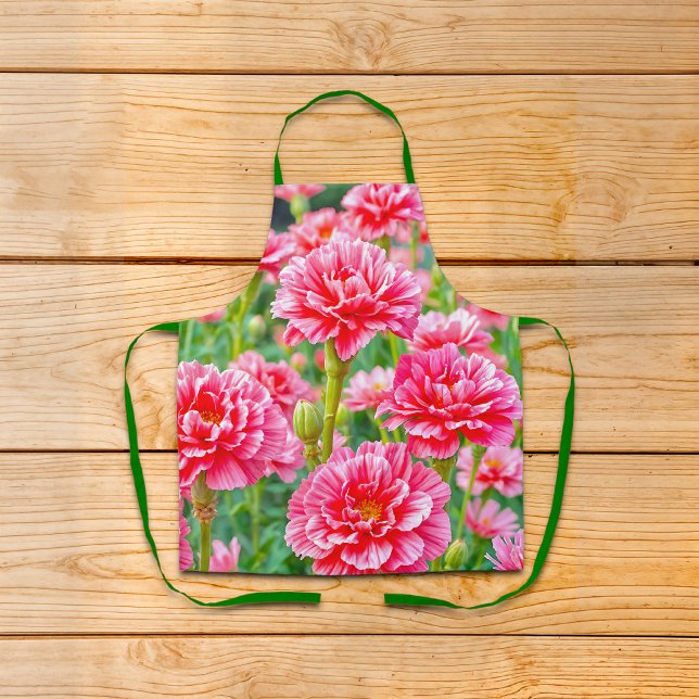 Delantal Pink Carnations Apron (Apron with pink carnations)