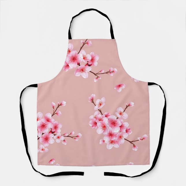 Delantal Pink Cherry Blossom Branches Pattern (Anverso)