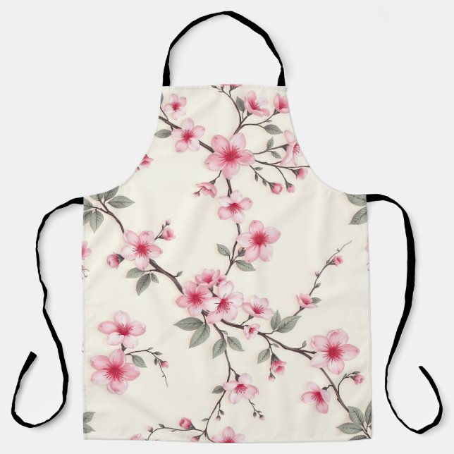 Delantal Pink Cherry Blossom Sakura Floral Pattern Spring (Anverso)