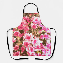 Delantal Pink Floral Bloom Pattern Design