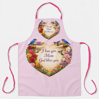 Delantal Pink Floral Heart  Kitchen Apron for Mom