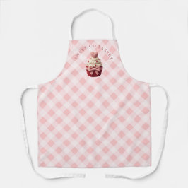 Delantal Pink Gingham Faux Crochet Cupcake Bakery