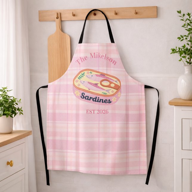 Delantal Pink Gingham Sardines Custom Family (Subido por el creador)