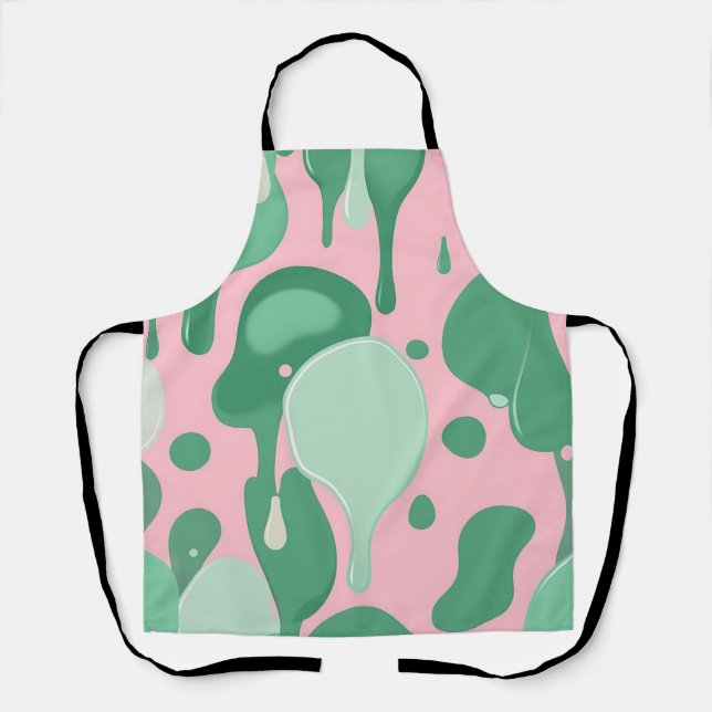 Delantal Pink Mint Green Melting Drip Pattern Abstract  (Anverso)