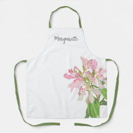 Delantal Pink Orchid Floral Design – Elegant Botanical Art