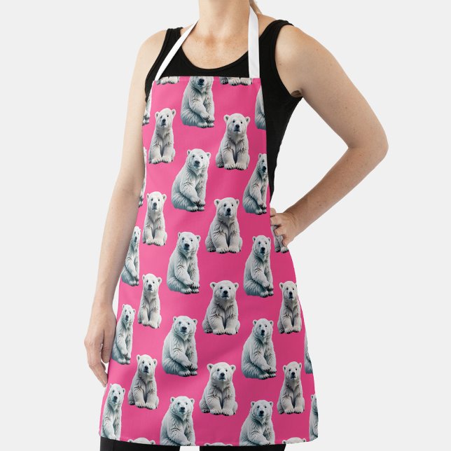 Delantal Pink Polar Bear Pattern Design  (Subido por el creador)