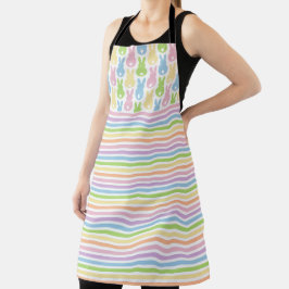 DELANTAL PINK PURPLE GREEN BLUE EASTER BUNNIES & STRIPES