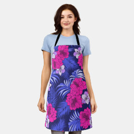 Delantal Pink & Purple Tropical - Un diseño de hibisco bril