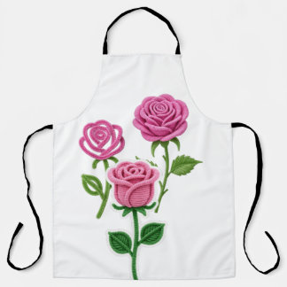 Delantal Pink Rose Flower Botanist Pipe Cleaner Flower 