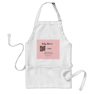 Delantal Pink simple baby ducha q r código añadir el texto