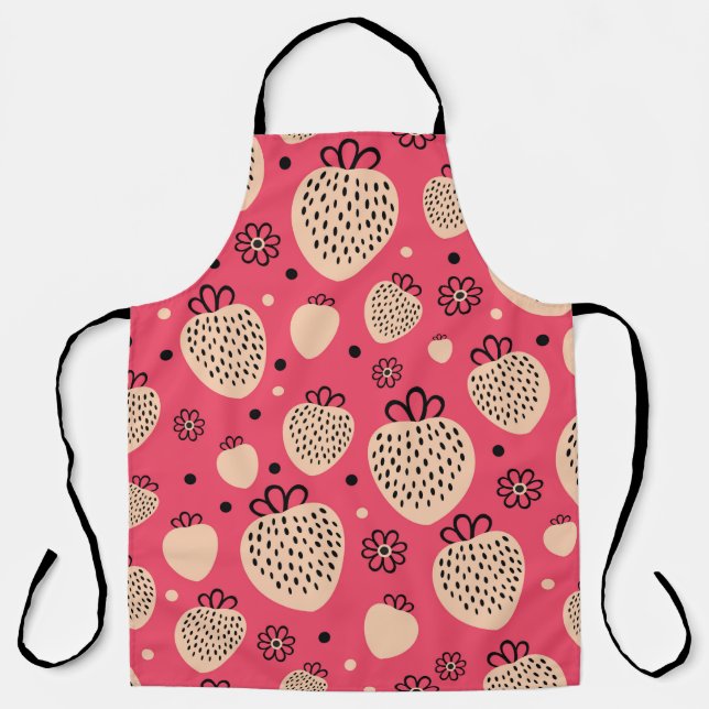 Delantal pink strawberry seamless pattern (Anverso)
