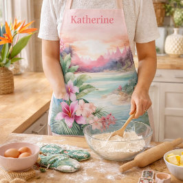 Delantal Pink Tropical Beach