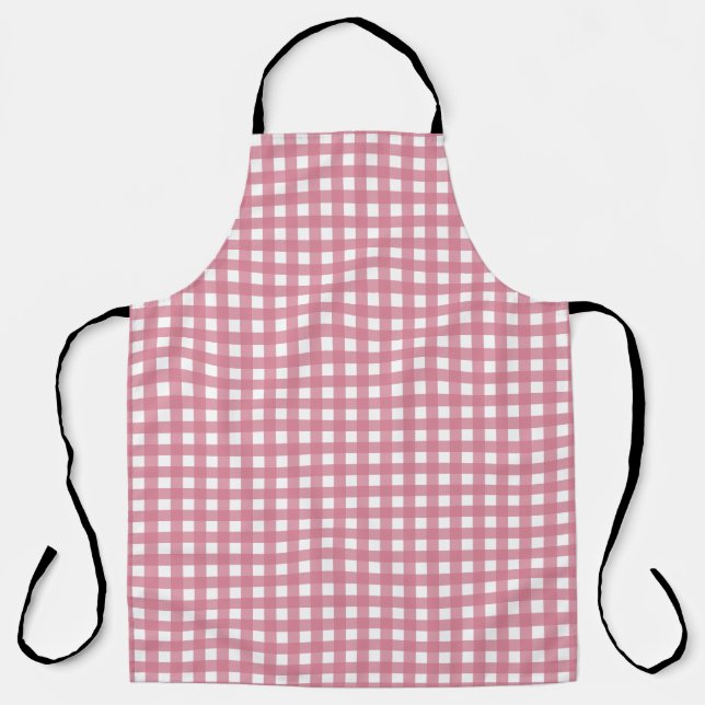 Delantal Pink White Gingham Check Plaid (Anverso)