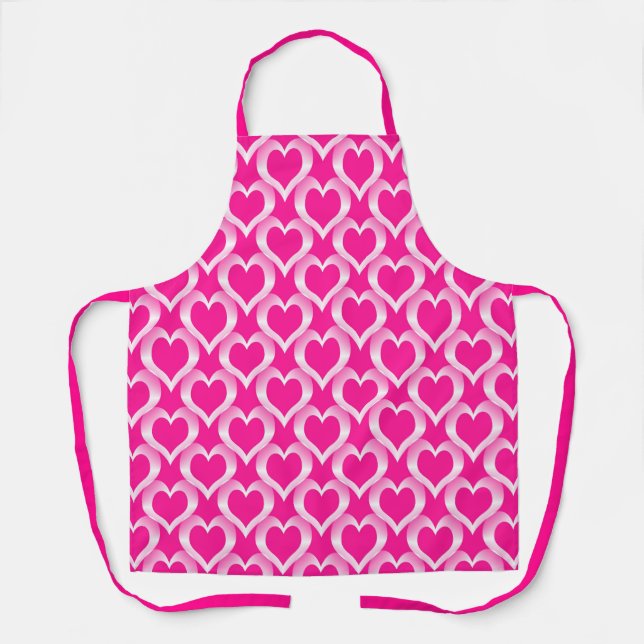 Delantal Pink White Hearts Pattern (Anverso)