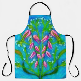 Delantal Pintado acrílico de flores de playa