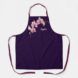 Delantal Pintado de orquídeas de polilla rosa de color de a