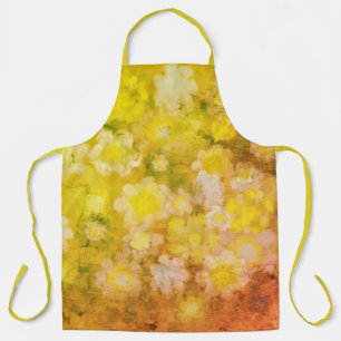 Delantal Pintura abstracta floral retro de acuarela salada