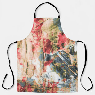 Delantal Pintura abstracta roja blanca y amarilla